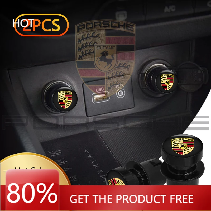 

Porsche Car Sticker for Porsche 911 718 Cayenne Cayman Panamera Macan Taycan Boxster 2PCS Car Badges Cigarette Lighter Anti-Dust