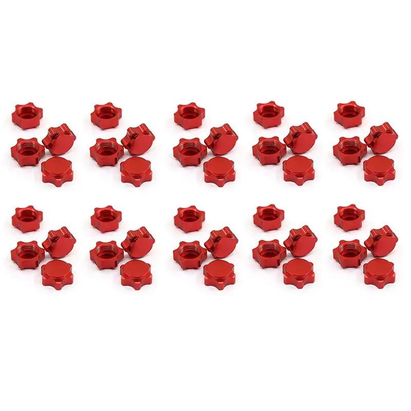 ABUM-40Pcs Aluminum Wheel Hub Cover Anti-Dust Cover 17Mm Hex Nut For 1/8 RC Car,Red