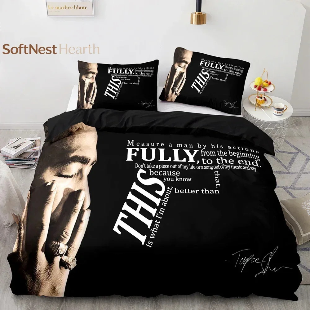 2026 Rapper Tupac Amaru Shakur Bedding Set Duvet Cover Bedroom Comforter Single Twin King ​Size Quilt Cover Home Textile 2/3PCS