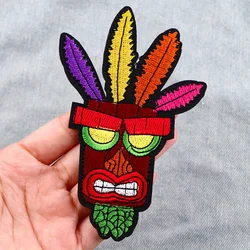 1PC Crash Bandicoot Aku Aku Embroidered Funny Meme Gaming Patch – Iron-On/Sew-On Applique for Jackets, Backpacks, Clothing, DIY