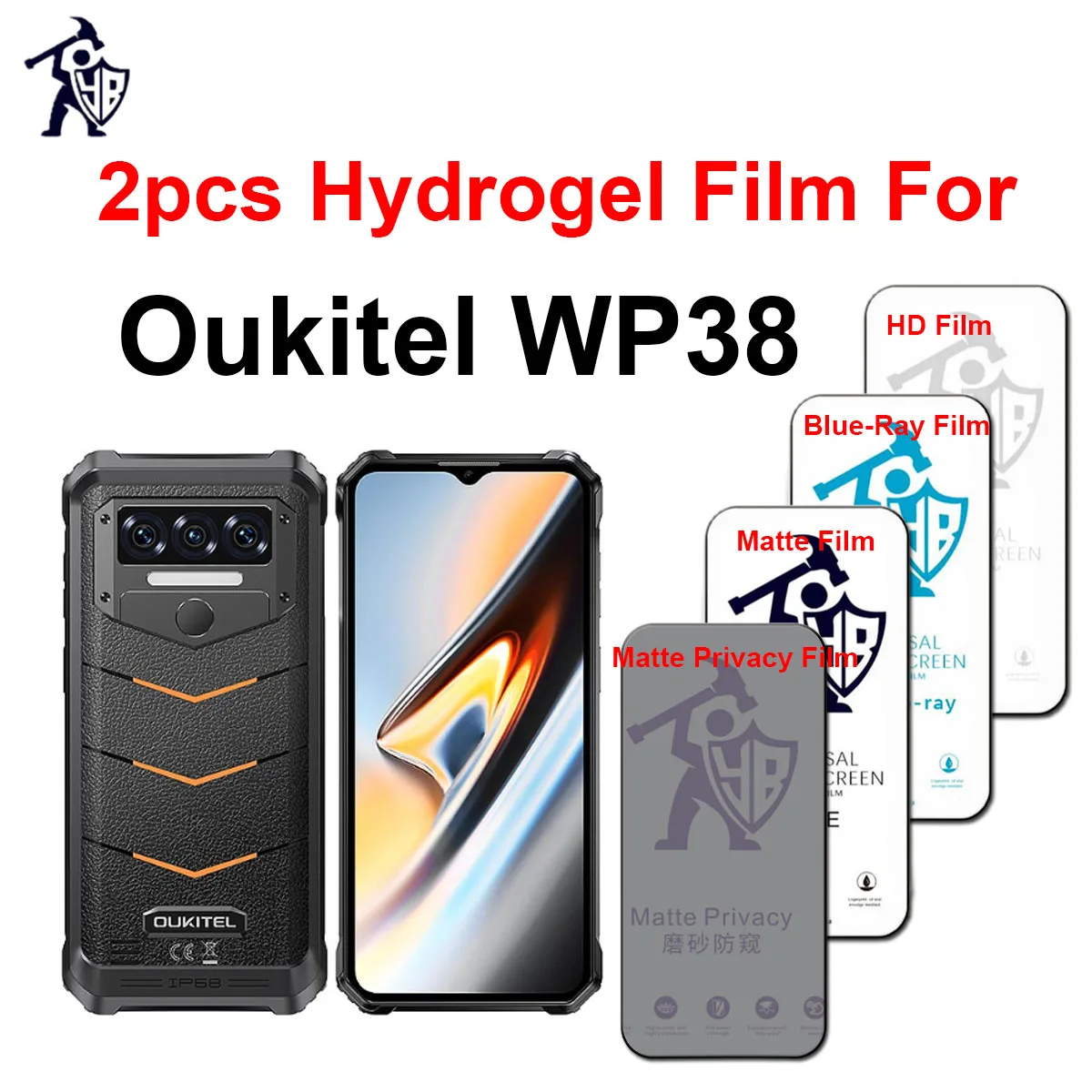 2pcs Original HD Film For Oukitel WP38 Screen Protector Matte Privacy Protective Anti Blueray Full Cover Hydrogel Film Not Glass