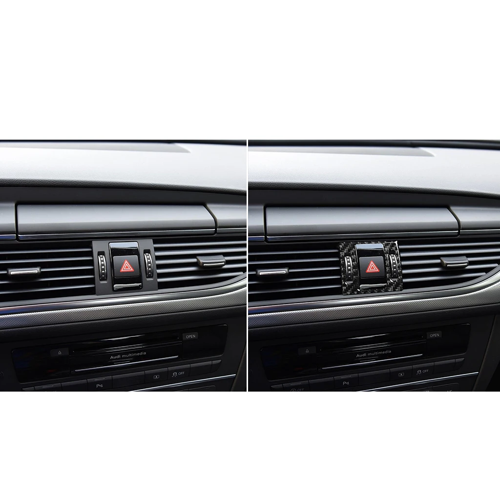 For Audi A6 S6 C7 A7 S7 4G8 2012-2018 Warning Lights Decoration Cover Trim Sticker Car Interior Accessories Carbon Fiber