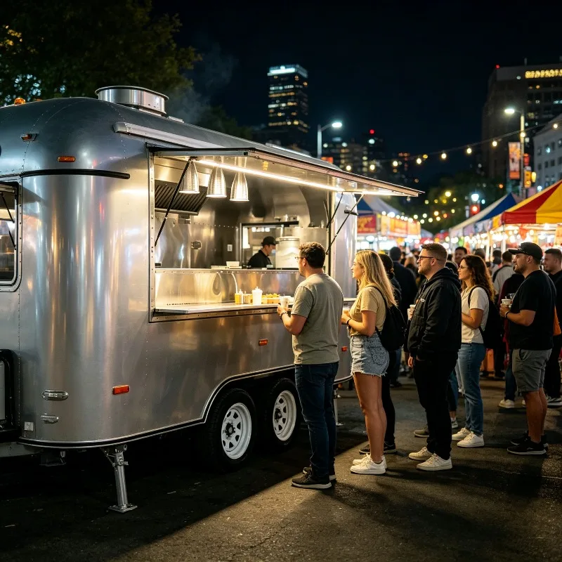 Portable Food Truck Fully Equipped Street Food Truck for Fast Food with Storage Space and Customized Size Options for Fairs