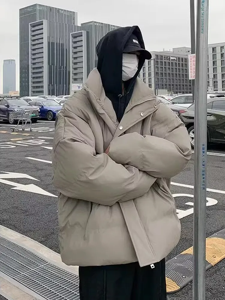 

Thiened Stand Collar Men's down Jaet Northeast Anti-Cold Cotton Outerwear Winter Warm High Street American Sle Durable ...