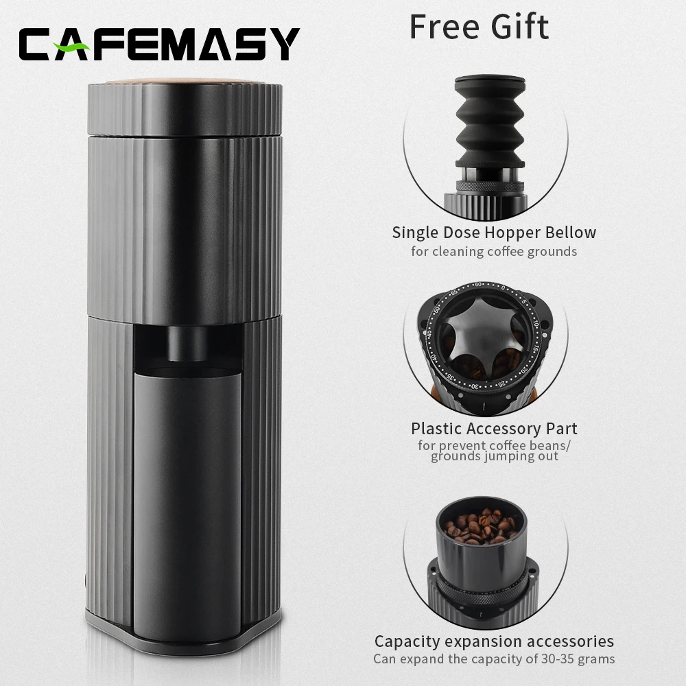 

CAFEMASY Smart Mini Electric Coffee Grinder 420 Stainless Steel Automatic Beans Mill Portable Espresso Machine Grinder