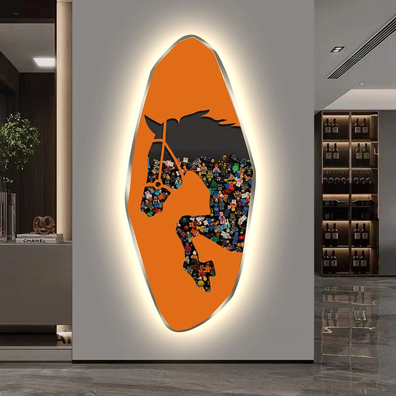 

Entrance Decoration Painting LED Light Painting Modern Light Luxury Living Room Corridor Hanging Painting Luminous Mural Light