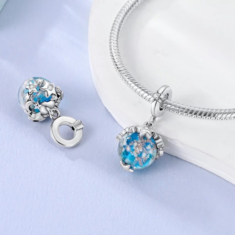 Luminous Series 925 Sterling Silber Charms Perlen Anhänger Glühwürmchen Elfenpfote Planet Charm Passend für Original Armband Damen Schmuck Geschenk – Detail 6