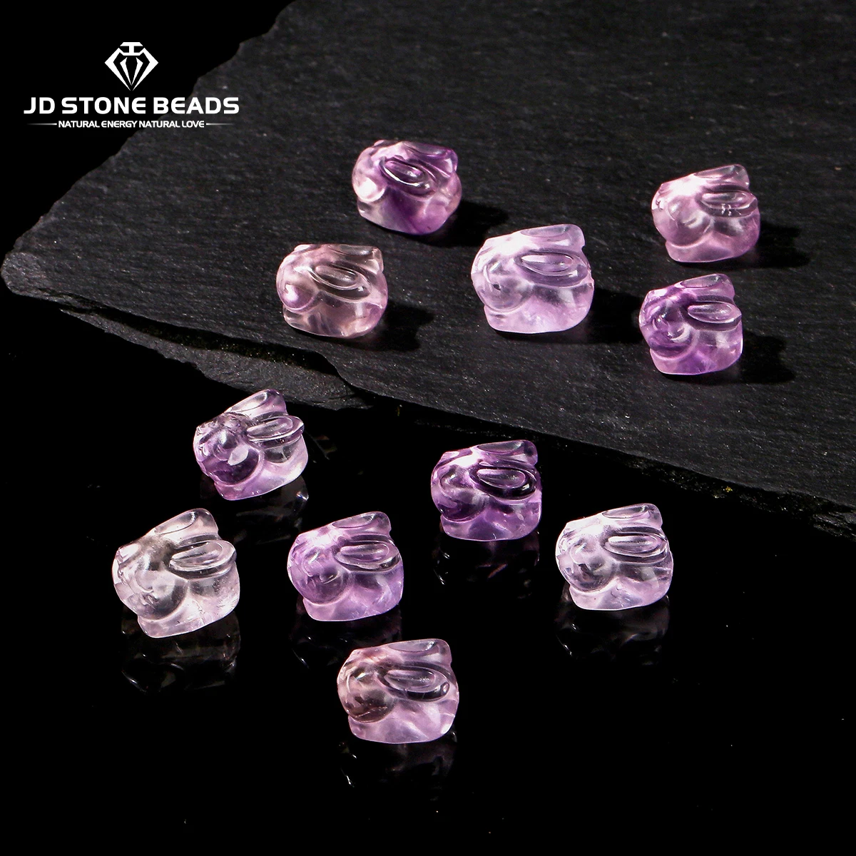

1 Pc Natural Stone Amethyst Carved Grovel Rabbit Shape Bead for Jewelry Making Diy Necklace Bracelet Cartoon Pendant Accessory