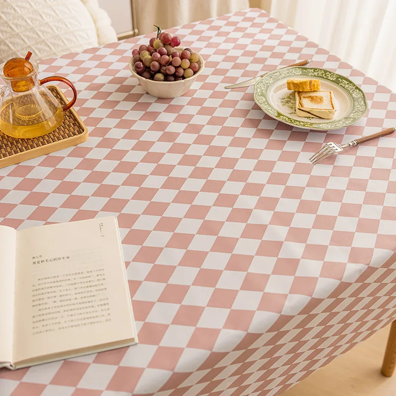 

2024 cotton Tablecloth Elastic Table Cover Rectangular Checkered dining table tablecloth