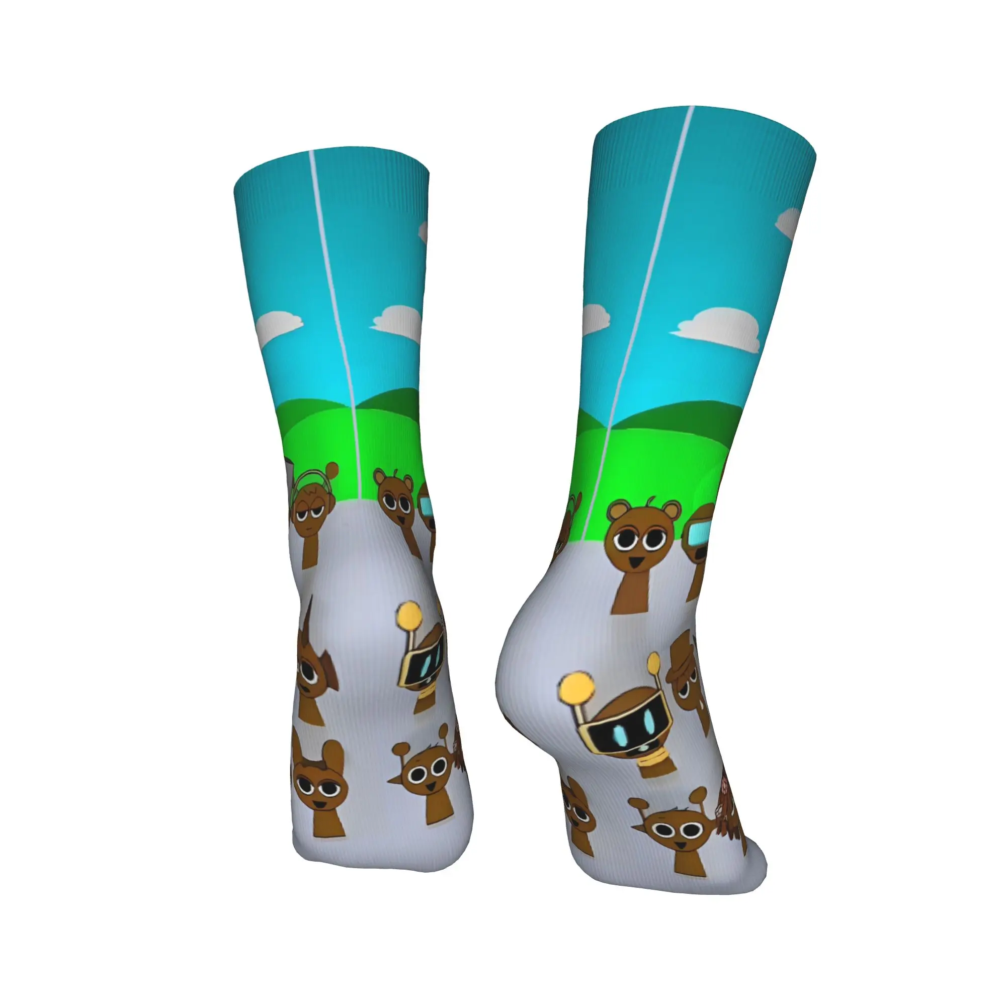 Sprunki Juego Medias de dibujos animados Calcetines divertidos gráficos Calcetines antideslizantes de invierno Adultos Hombres Calcetines suaves cálidos al aire libre