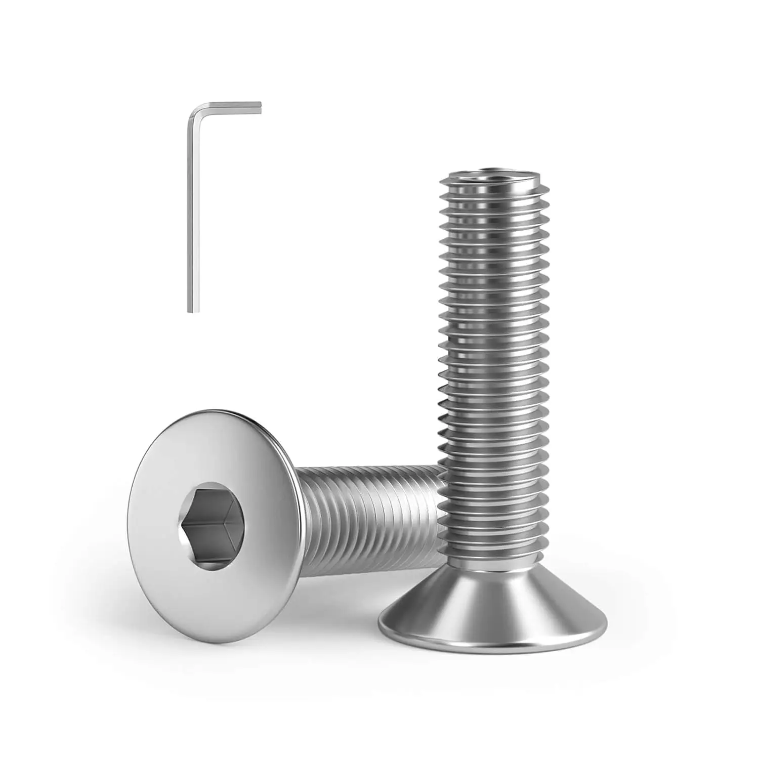 

25 Pack 1/4-20 x 1'' Flat Head Hex Socket Cap Screws, 304 Stainless Steel, Allen Drive with Spanner