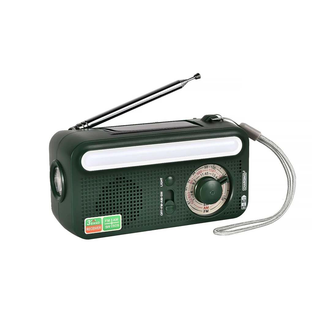 Solar Power Hand Crank Emergency Rechargeable AM FM SW Radio With 2000mAh Power Bank Flashlight Reading Lamp SOS Alarm