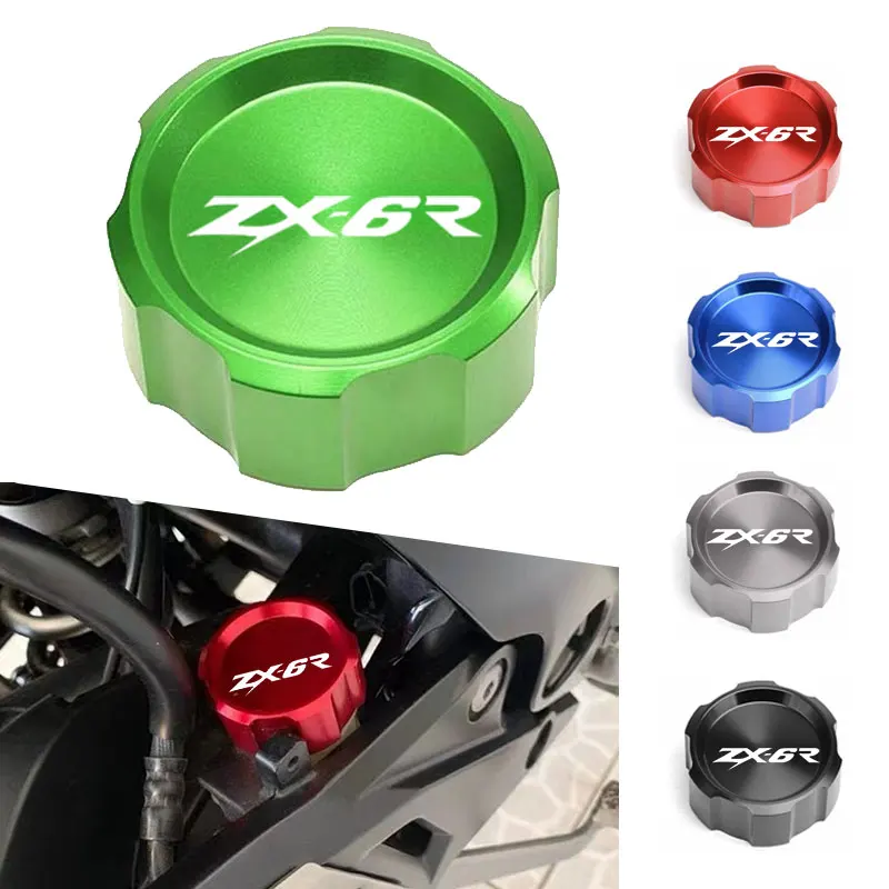 For Kawasaki ZX6R 636 ZX636 ZX-6R ZX10R NINJA ZX-10R Motorcycle Accessories CNC Rear Brake Fluid Reservoir Cap Cylinder Cover