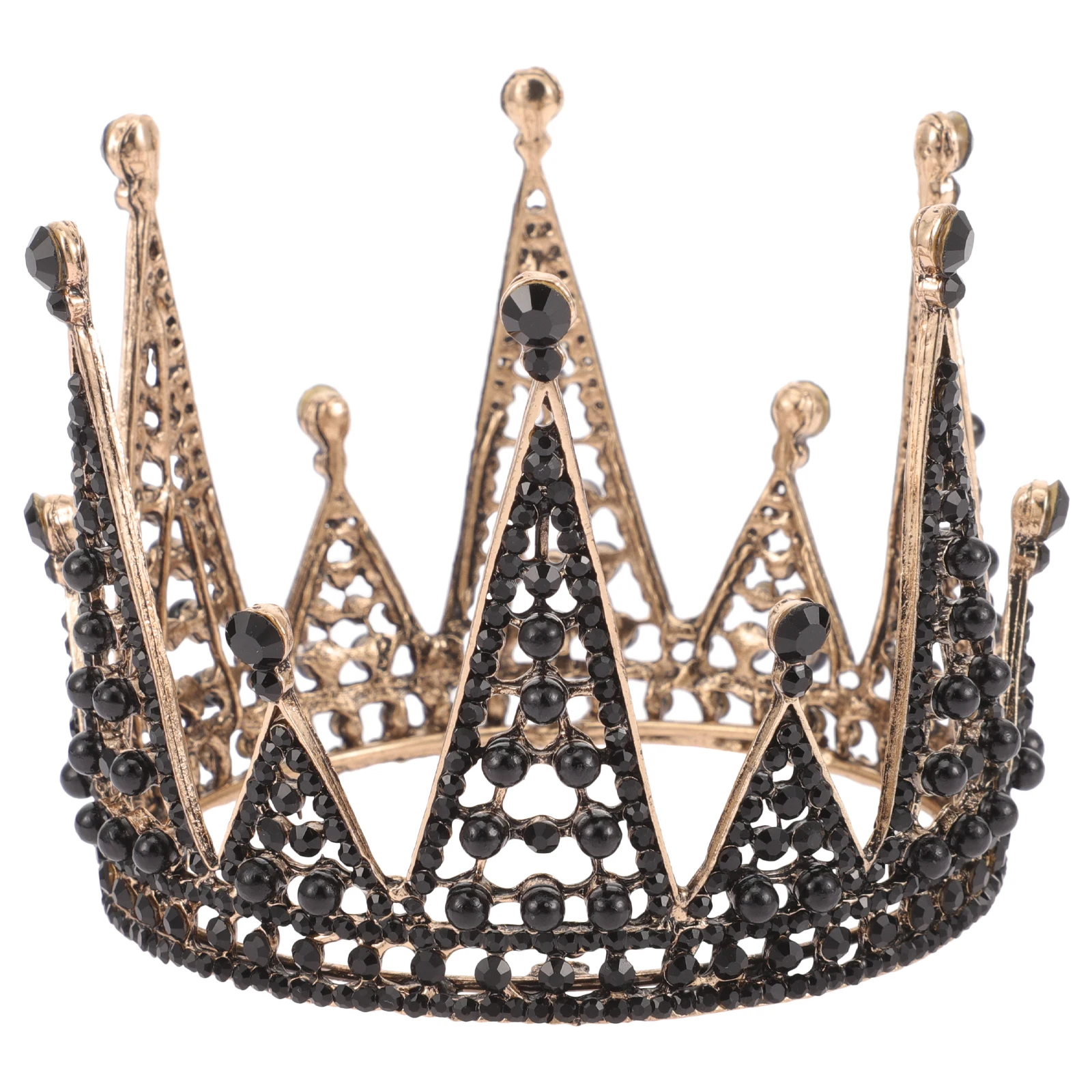 

Vintage Crown For Women Girls Ladies Gothic Rhinestone Tiara Hair Headdress Wedding Party Formal Wear Shiny Headpiece Firm Fit