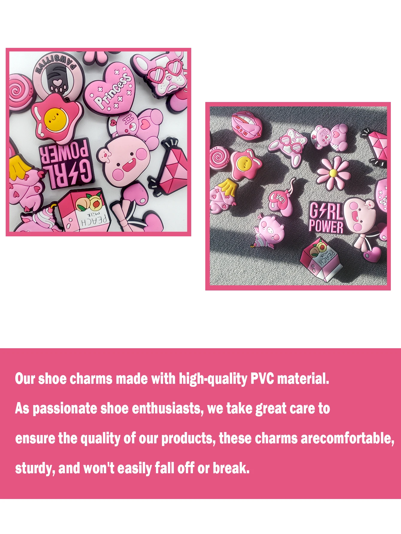 18Pcs Pink Collection Series Shoe Charms For Shoe Key Chain Sandals Beach Bags, PVC DIY Shoe Decorations Accessories Shoes Pin