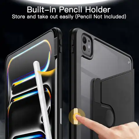 Rotating Case for iPad Pro 11 13 Air 11 13 M5 M4 M3 Mini 2025  with Pen Holder 360 Degree Protective Stand Cover Auto Wake Sleep