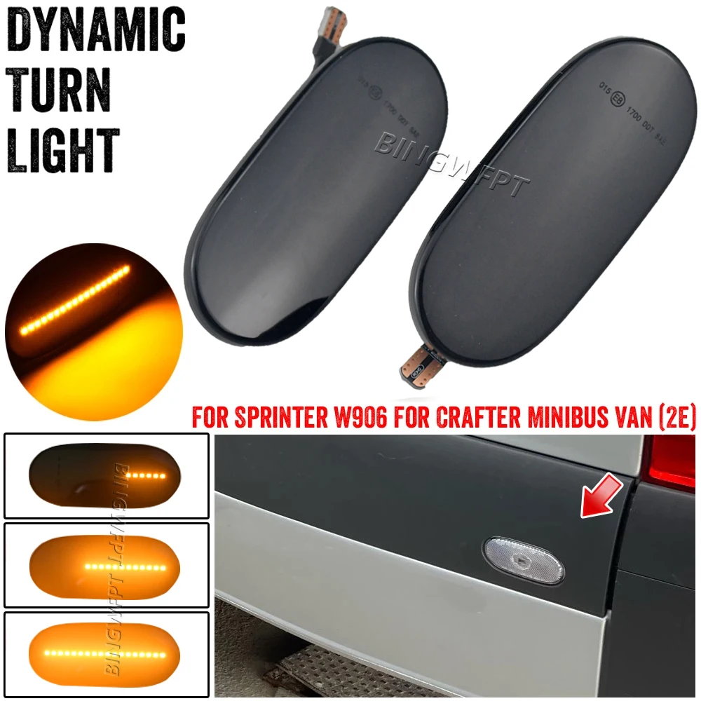2X LED Dynamic Side Marker Turn Signal Lights Indicator Lamp For VW Crafter 2006-2016 for Mercedes-Benz Sprinter W906 2006-2018