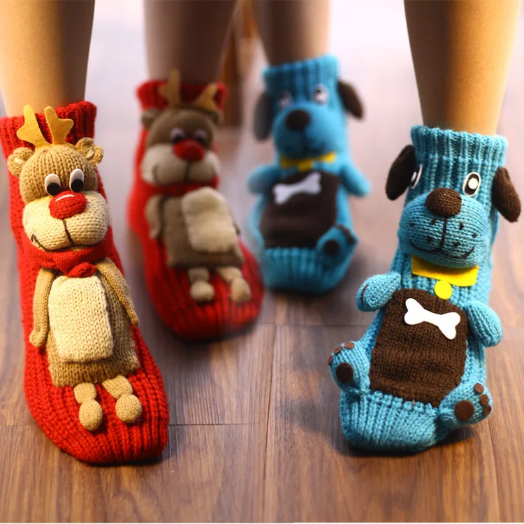 

Cartoon Knitted Floor Socks Anti slip Winter Warm Foot Artifact Home Cute Thick Thread Adult Christmas Socks