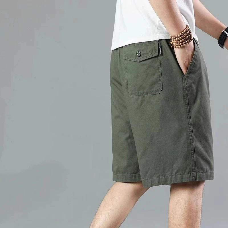 

Men's 100% Cotton Casual Shorts Loose Straight Fit High Waist Knee Length Cargo Pants Plus Size For Summer