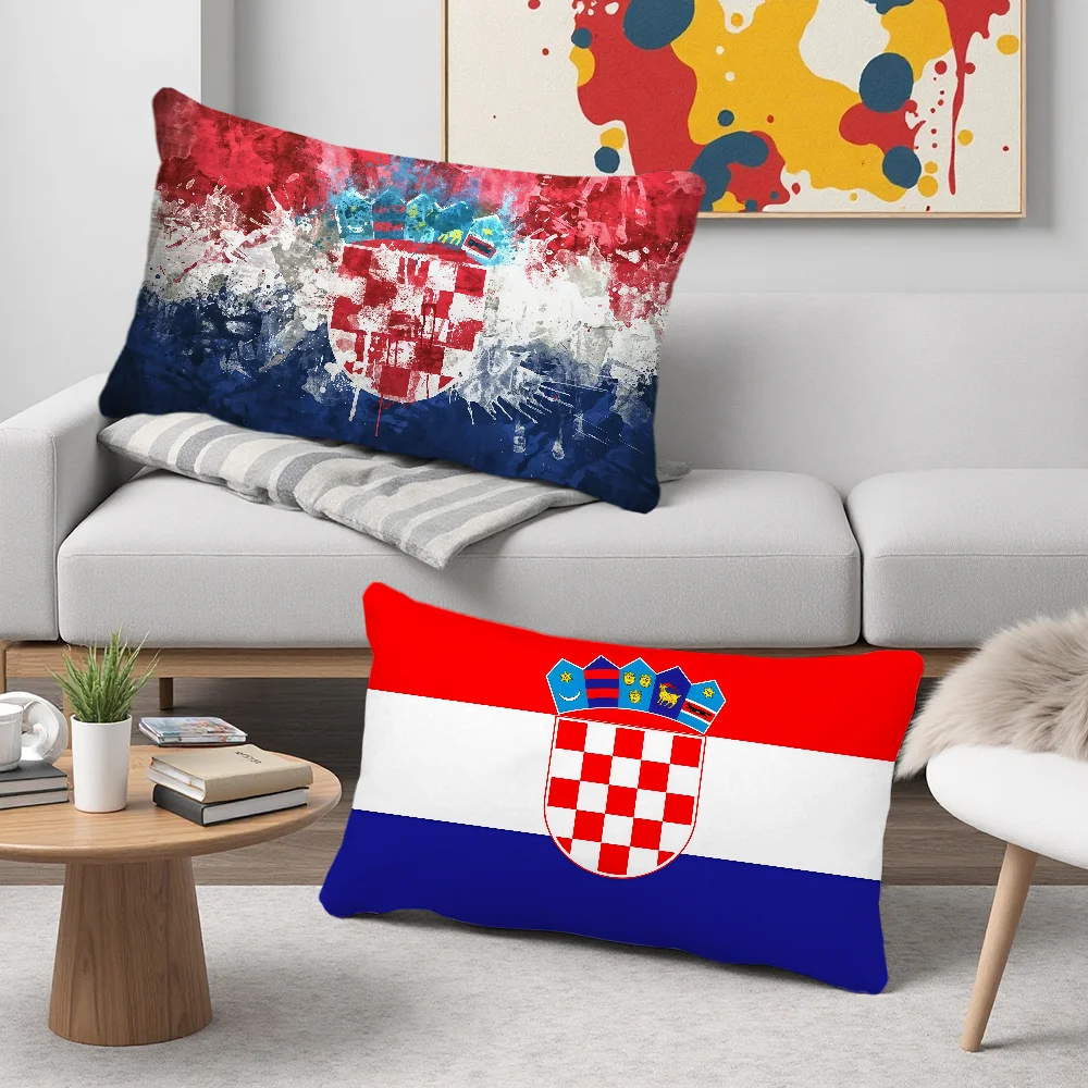 hrv hr Hrvatska croatia Flag cushion cover Rectangle Pillow Case Printing Bedside Sofa Room Home Decoration Pillowcase