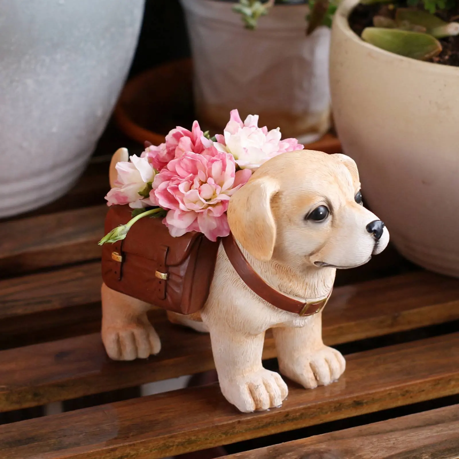 Labrador Dog Planter Decorative Resin Dog Planter Cute Creature Flower Pot Gift Idea Home Decor Compact Size for Balcony, Garden