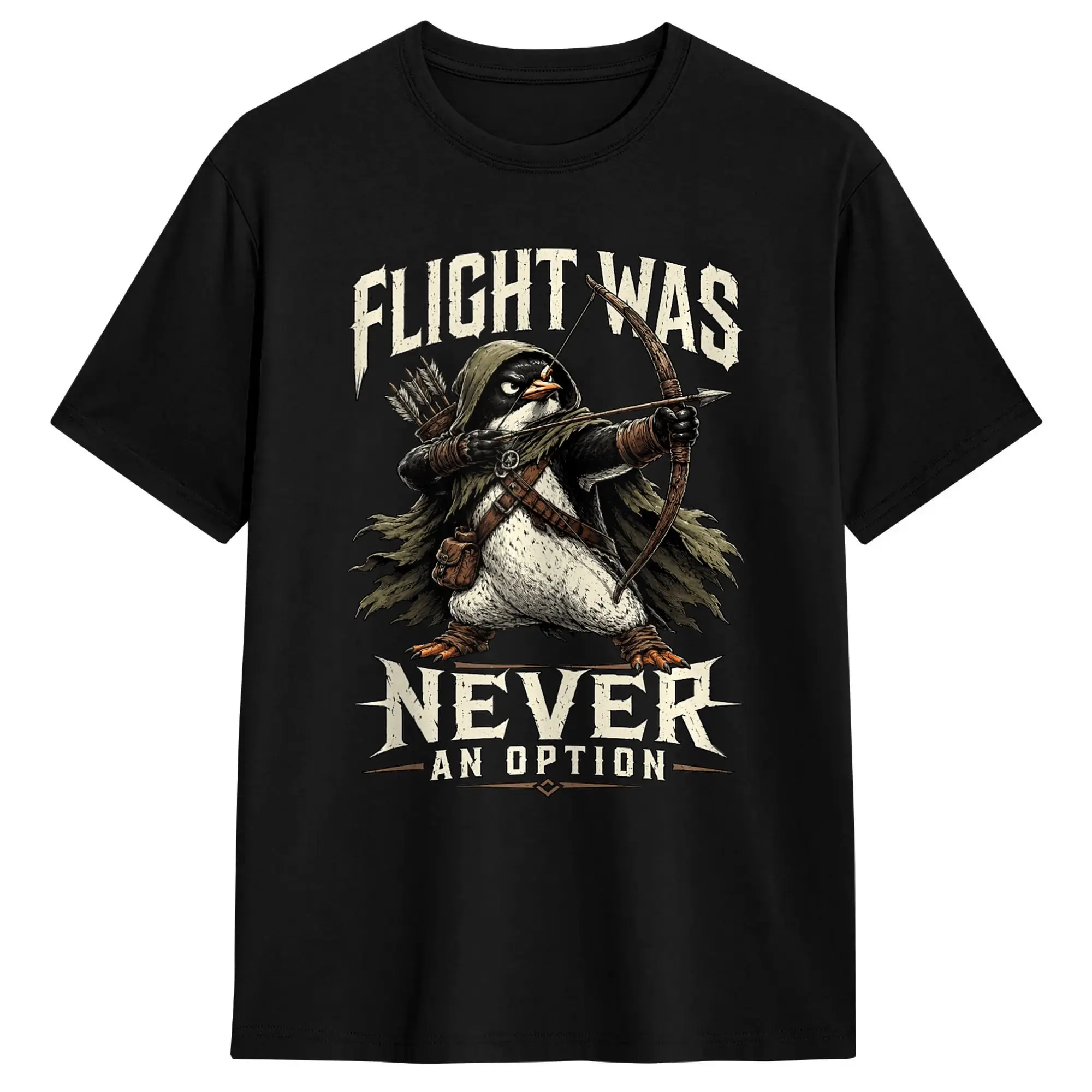 Flight was Never an Option Archer Penguin Graphic Funny T Shirt Summer  Fashion T-Shirts Pure Cotton O Neck Oversized Top Tees