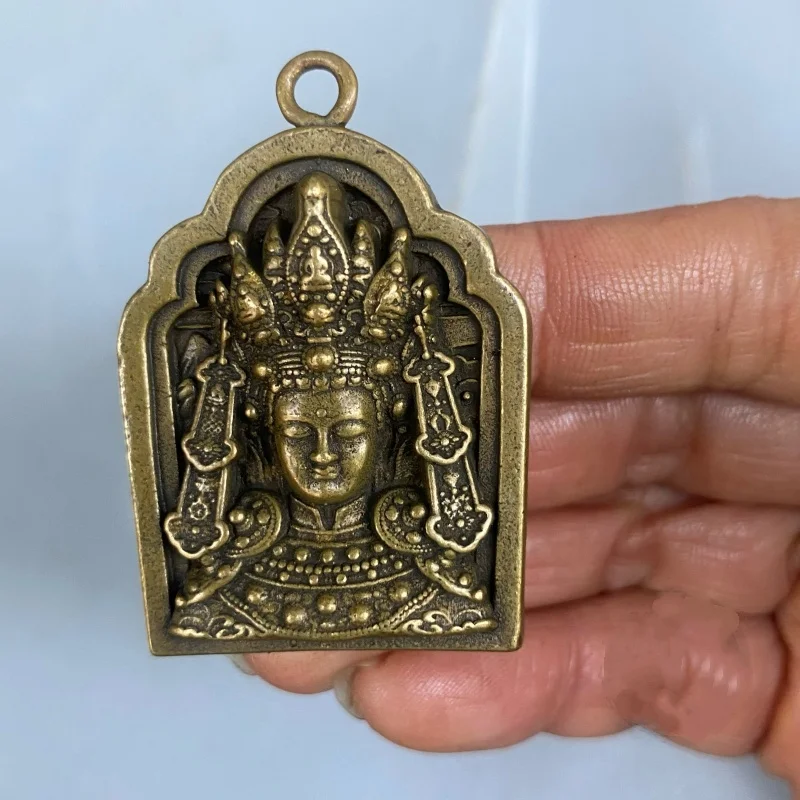 

Antique bronze collection Tibetan Buddhism Zhakilam Buddha plaque hanging ornament amulet exquisite handicraft