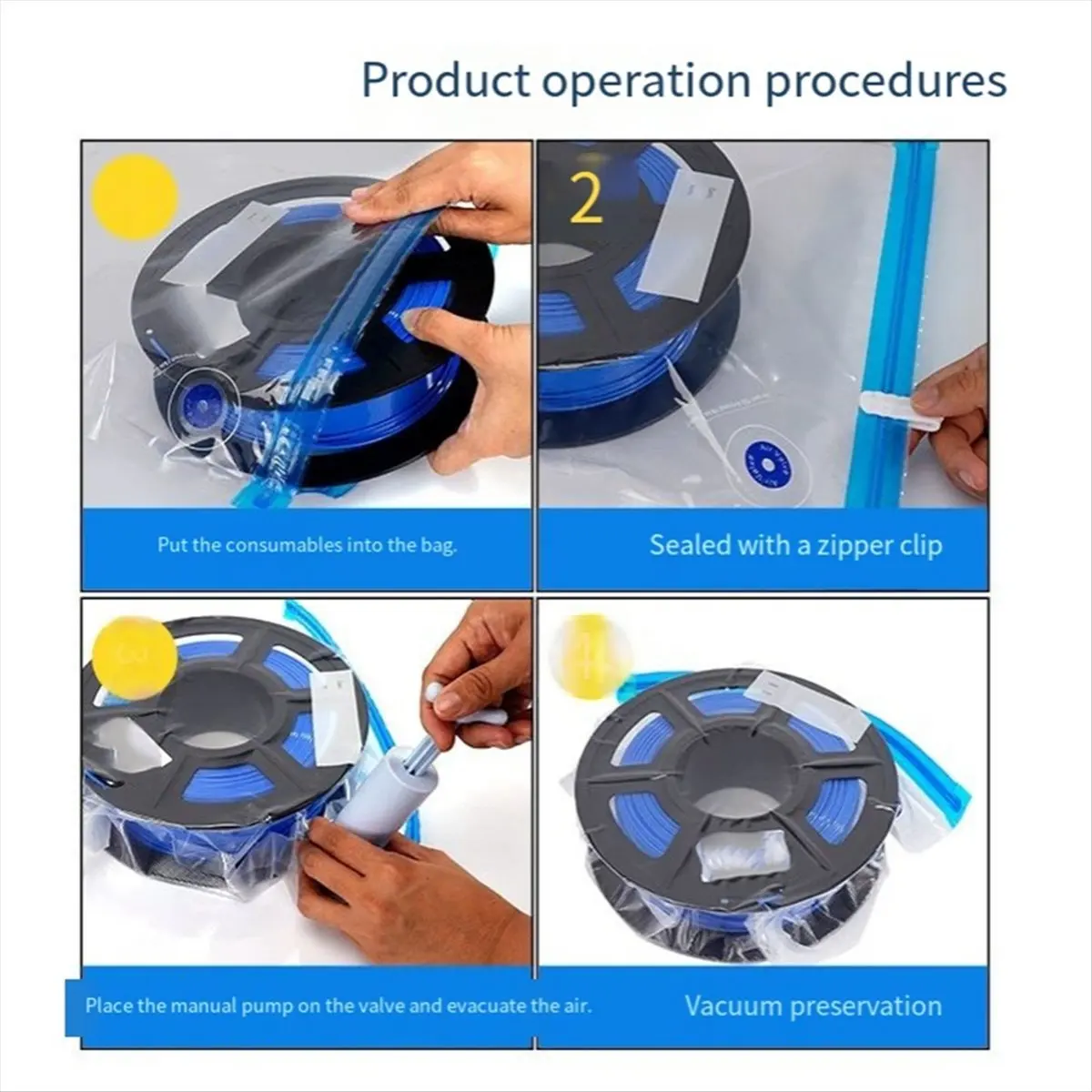 HU√◆ND 3D Printer Filament Dryer Bag PLA Filament Sealed Dryer Bags Electric Charge Pump 3D Printing Accessories