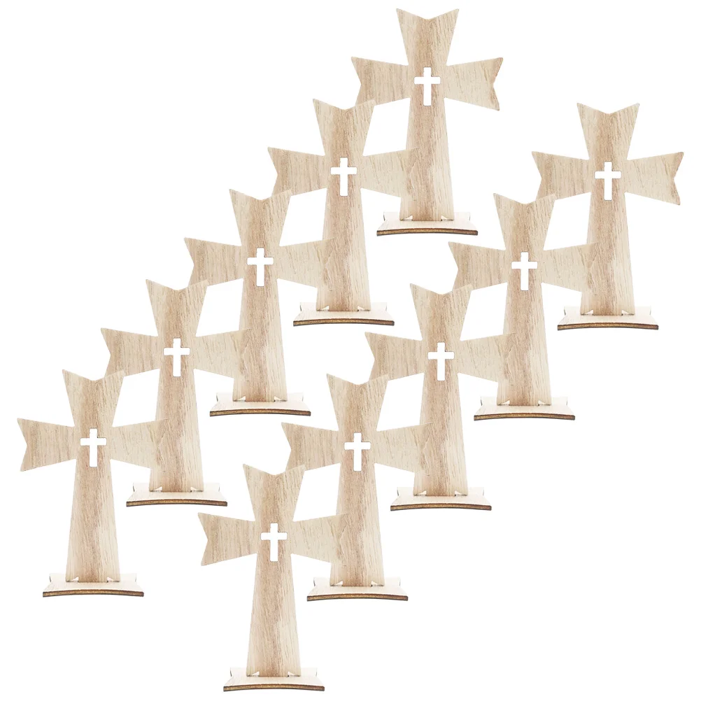 10 pezzi croce artigianato ornamenti natalizi creativi set 10 pezzi (tipo B) striscioni in legno con base in legno da tavolo per ufficio per