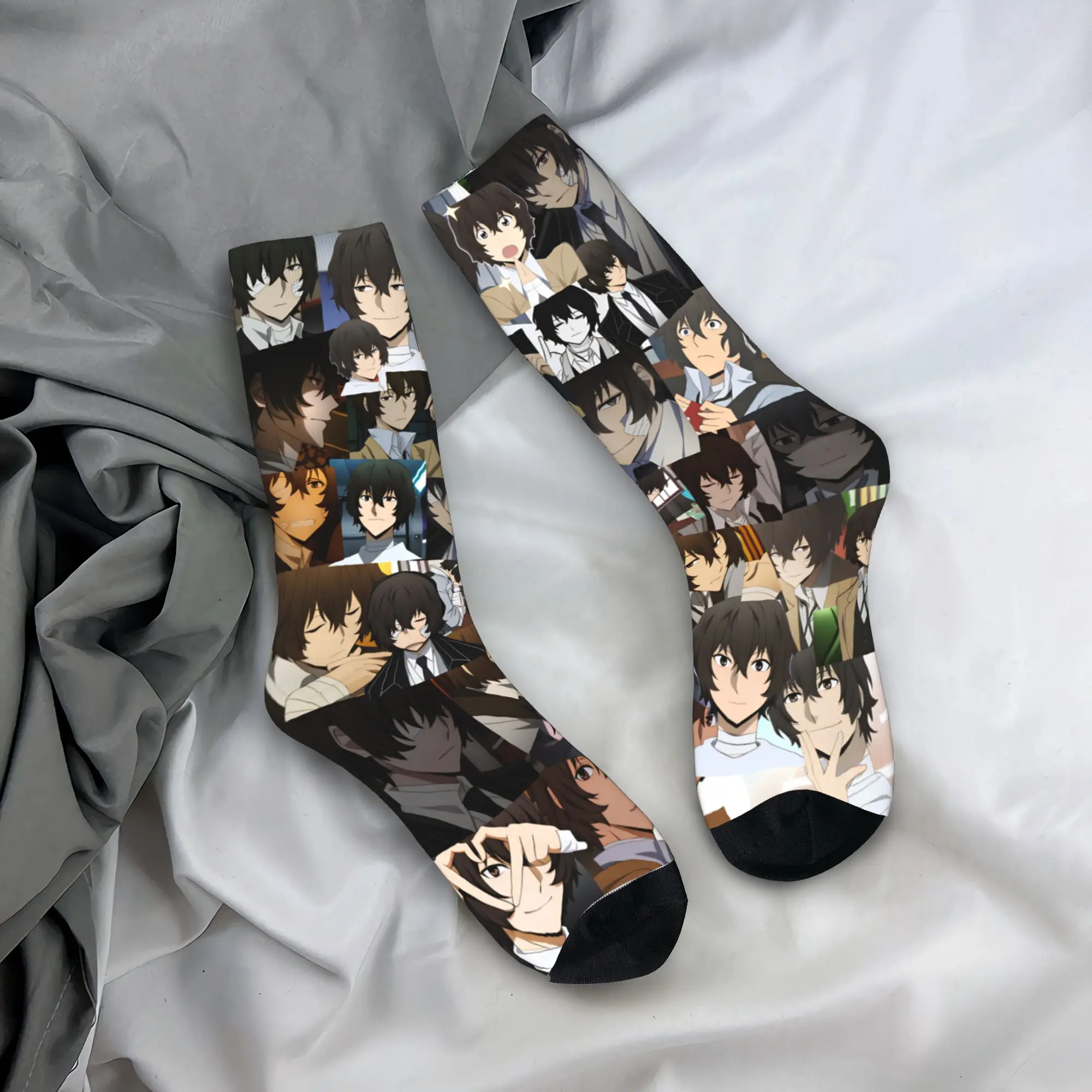 Dazai Bungo Stray Dogs Stockings  Graphic Funny Socks Autumn Non-Slip Socks Men's Climbing Soft Socks