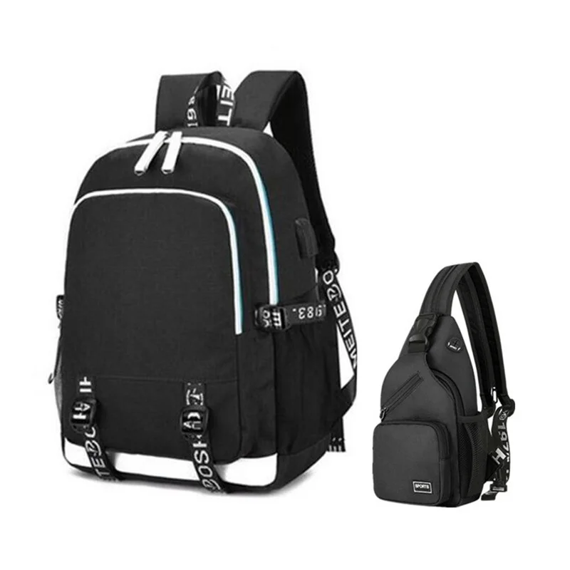 Mochila escolar impermeable para niño, bolsa de pecho USB para hombre, paquete de ordenador portátil s para hombre