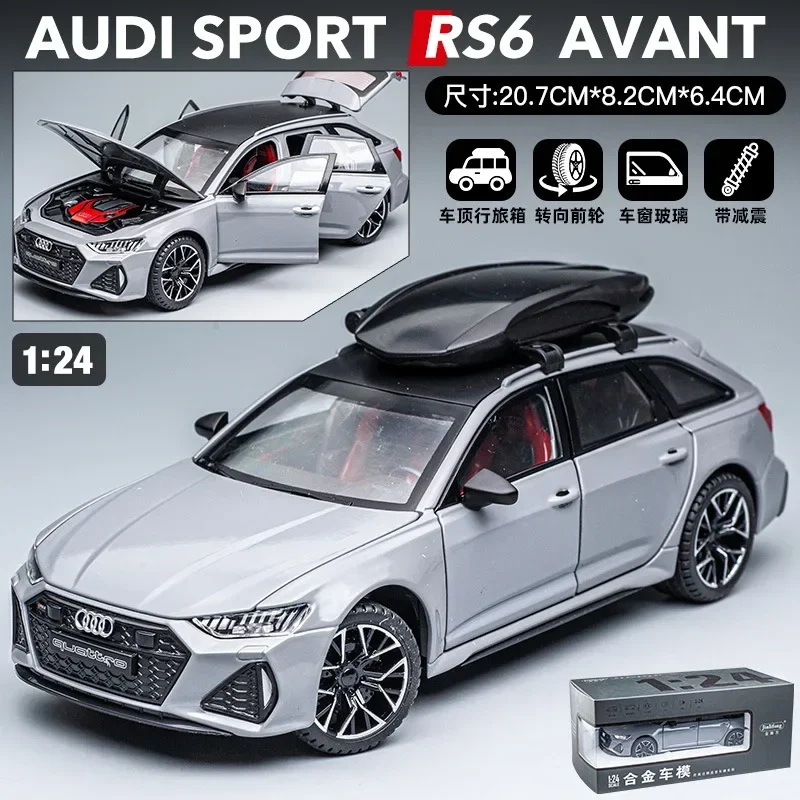 1:24 Audi RS6 Avant Station Wagon Alloy Car Model Diecast Metal Toy Car Model Simulation Sound and Light Kids Toys Gift C160