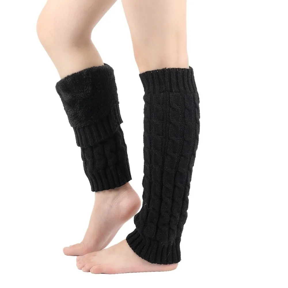 

Socks Knee High Fleece Leg Warmers Foot Cover Solid Color Winter Leg Warmers Thickened Soft Knitted Leg Coverings Streetwear