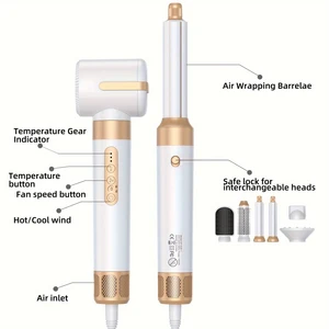 No high speed brush hair dryer with diffuser, ionic dryer blow, hot air style comb, self -stroke, 7 in 1 12 Main Sales Dryer with Curl Diffuser - №5