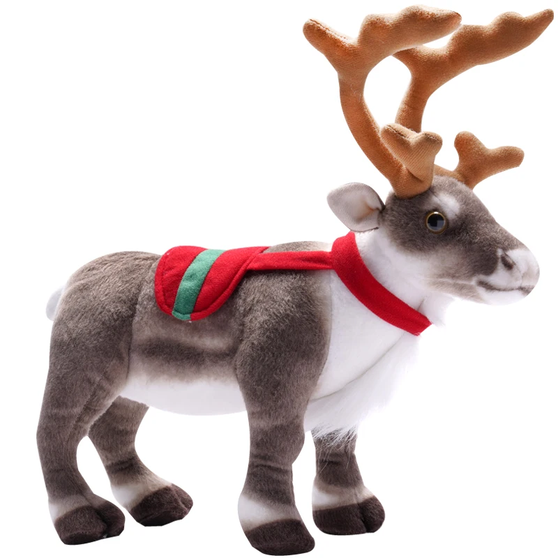 Christmas Reindeer Plush 35/42cm Cute Elk Soft Decorative Pillow Stuffed Animal Reindeer Crafts Christmas Party Gift for Kids