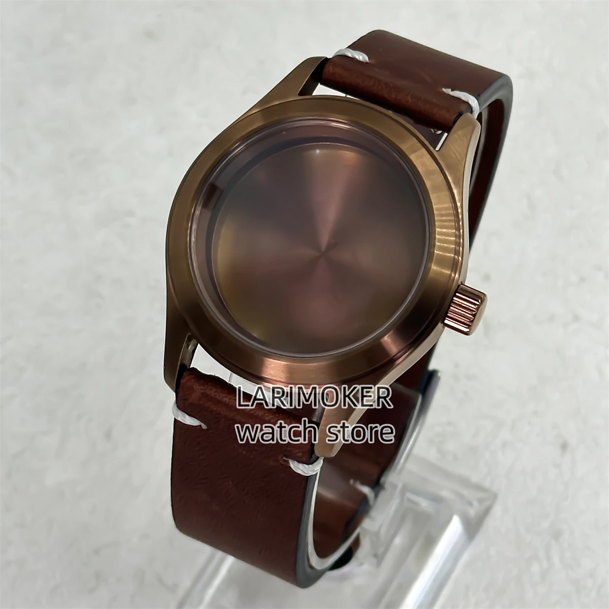 BLIGER 39mm nuevo Esfera marrón con correa de goma retro 100m caja de acero inoxidable resistente al agua accesorios de modificación de reloj