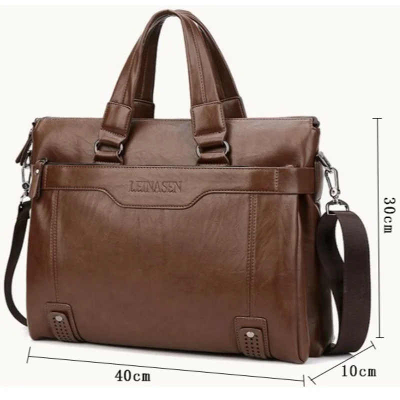 High-quality Brand Men's Briefcase Fashion PU Leather Laptop Bag Business Casual Men's Shoulder Bag Large Capacity Crossbody Bag