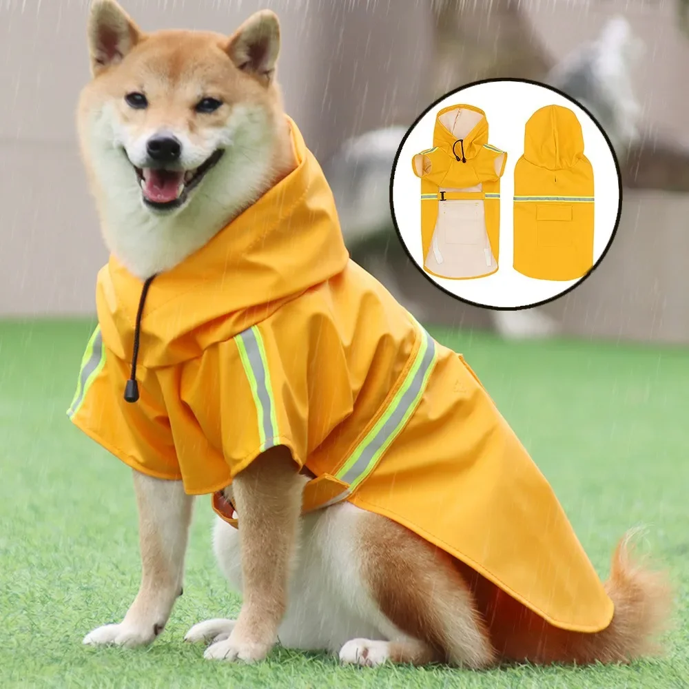 

Pet Dog Poncho Raincoats Reflective Small Large Dogs Rain Coat Jacket S-5XL Fashion Outdoor Waterproof Breathable Puppy Clothes