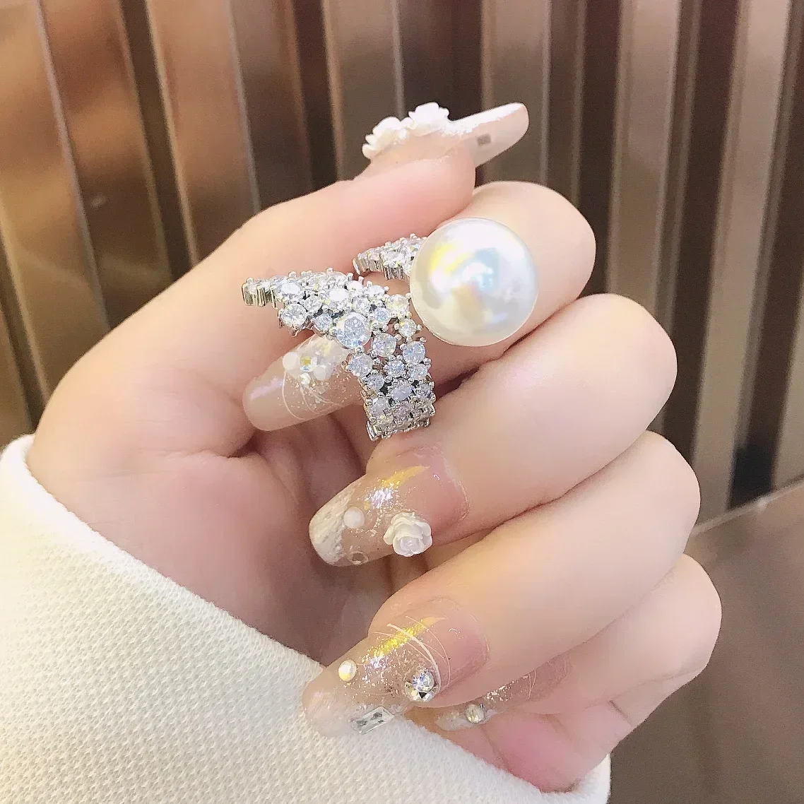 MDL Moissanit1 نمط الفرنسية الأسترالية الأبيض حبة خاتم الماس الكامل Ins المتخصصة الاتجاه الرجعية عالية الشعور صافي نماذج العشاء الأحمر #5