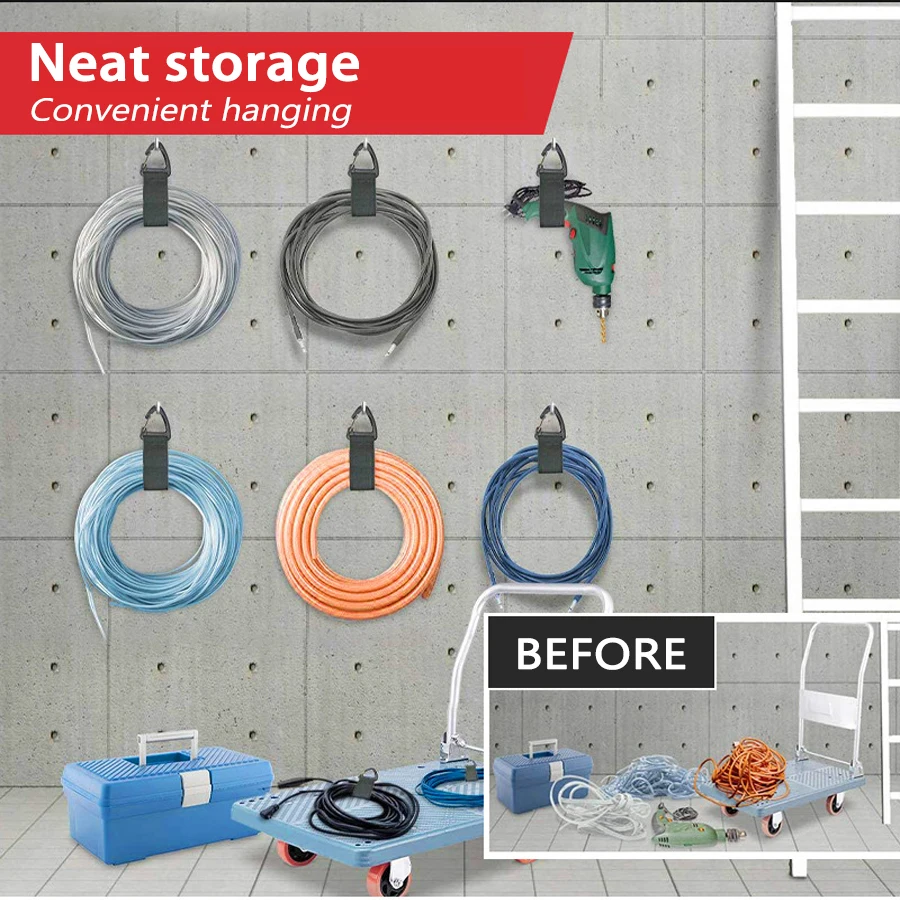 Cord Organizer Holder with Triangle Buckle Wire Manager Power Cord Management Nylon Heavy Cord Storage Straps for Cables Hoses