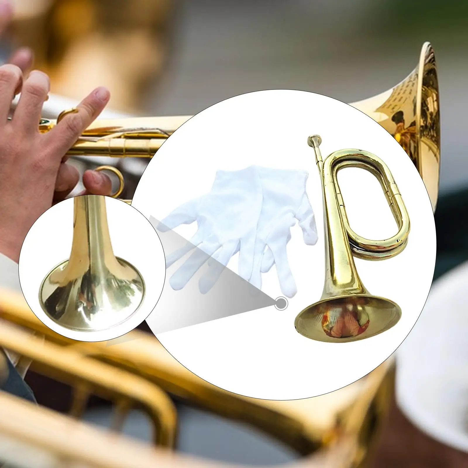 

Lightweight Marching Trumpet Bugle Thickened Brass Instrument for Beginner Training Exercise Performance