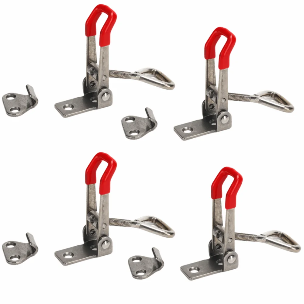4PCS Durable 304 Stainless Steel Latch Catch Heavy Duty Adjustable Toggle Latch Quick Release Hasp Latch Woodworking