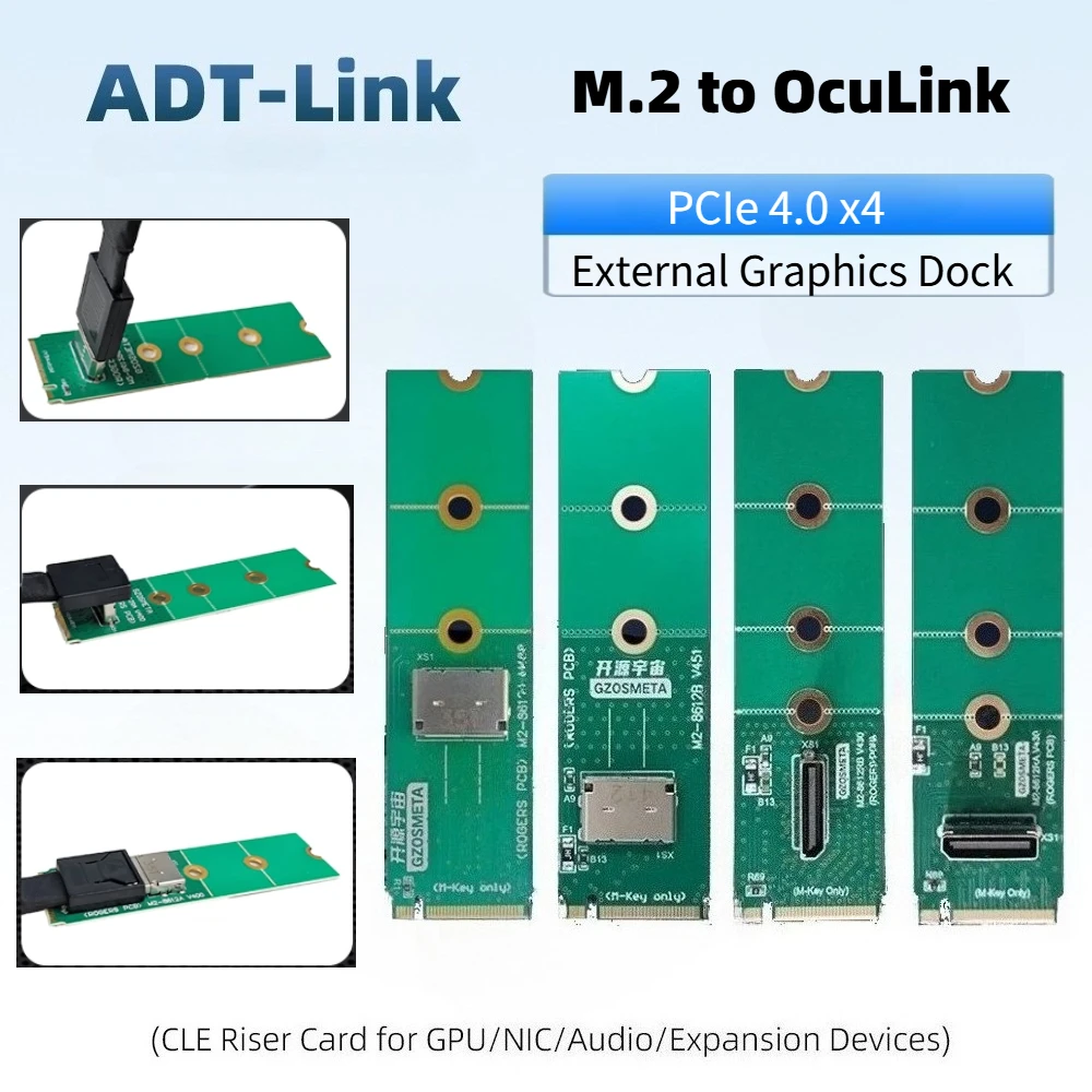 Oculink Laptop EGPU Adapter GPU Dock Notebook External M.2 NVMe To OCuLink Pcie 4.0 X4 Gen4 M2 Mkey 64GTS Vertical Conveter Card