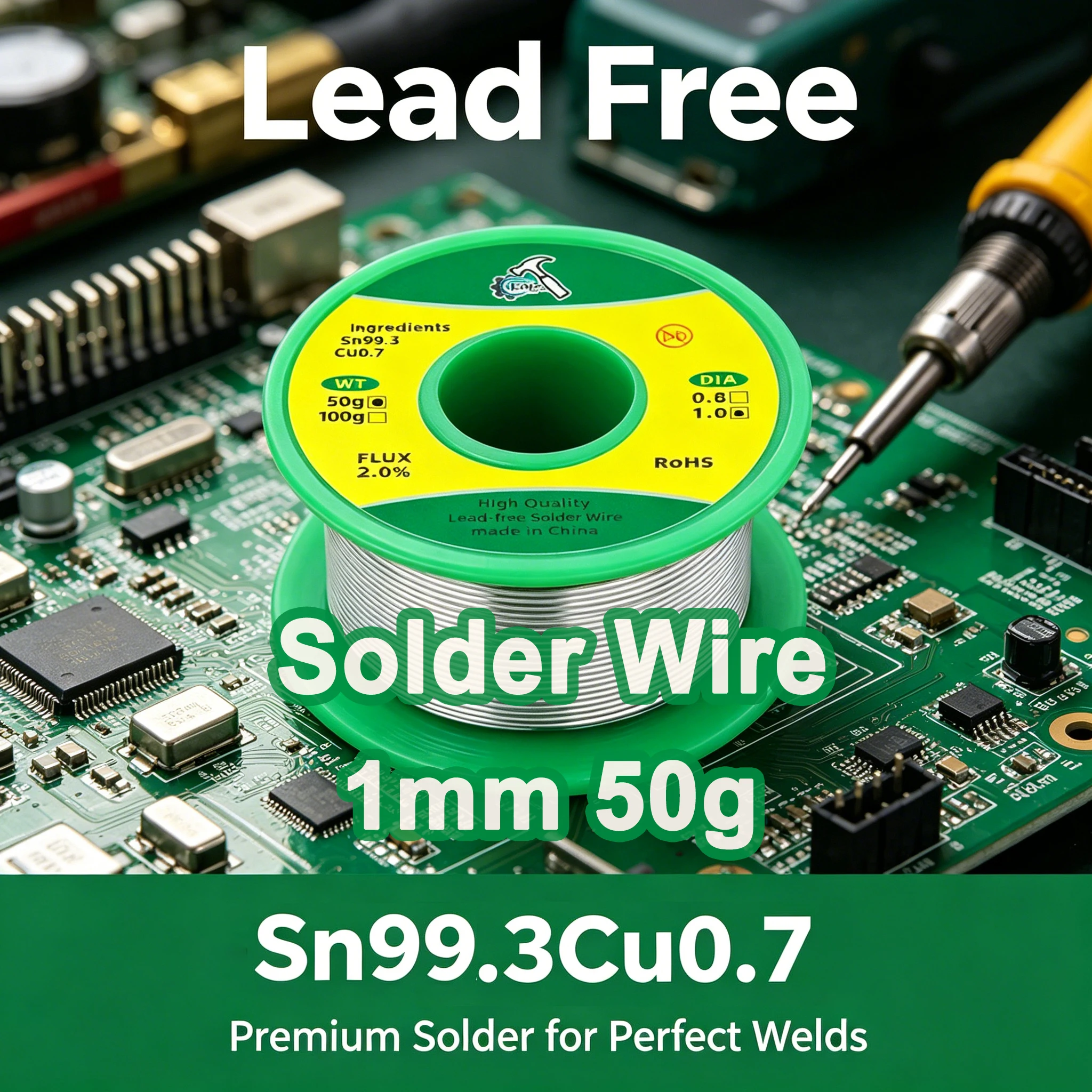 Excellent Fluidity Sn99 LeadFree Solder Wire 1mm 50g Rosin Core Low Melt Soldering Tin Roll for PCB Circuit Board Repair 1-6Pack