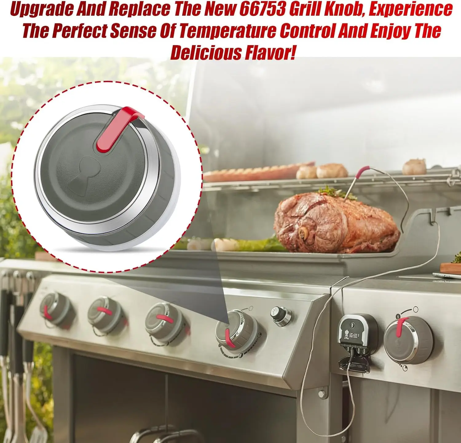 

Weber Genesis II E/SE Series 66047/66048 Set of 3 Control Knobs Main Burner Knob for BBQ Grill Replacement Parts