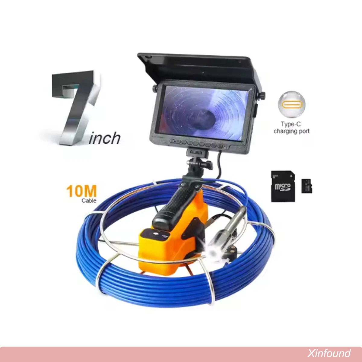 WOPSON WPS-A0-C23 HD Drain Camera 7'Inch LCD Monitor Pipe Sewer Drain Inspection Camera For Pipeline Drain Inspection