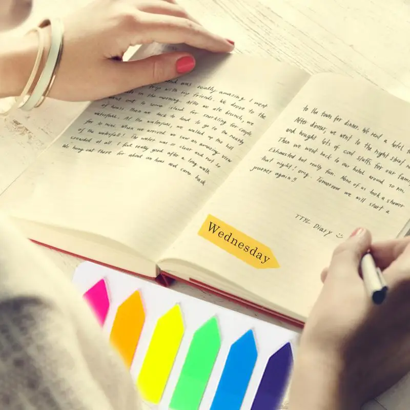 Waterproof Writable Sticky Notes para Page Marking e Classify, Fluorescente Color Bar Stickers, Sticky Labels, Sticky Labels, Simples e Prático