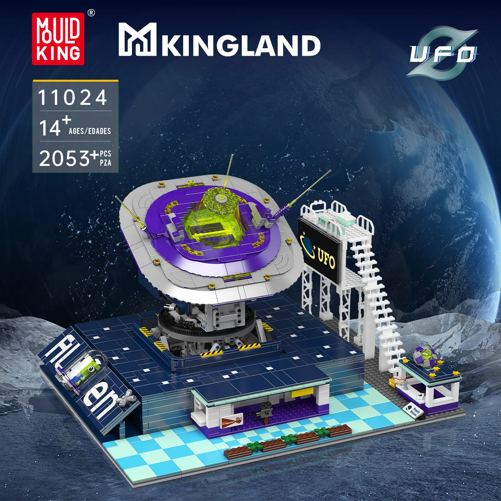 MOLD KING Stazione di monitoraggio UFO alieno 11024 Set di blocchi di costruzione RC Giocattolo tecnico con telecomando per bambini Regalo di Natale