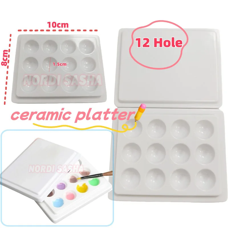 1Pcs Dental 12 Slot All Ceramic Palette with Cover Dental Lab  Porcelain Mixing Watering Moisturizing Plate Glaze