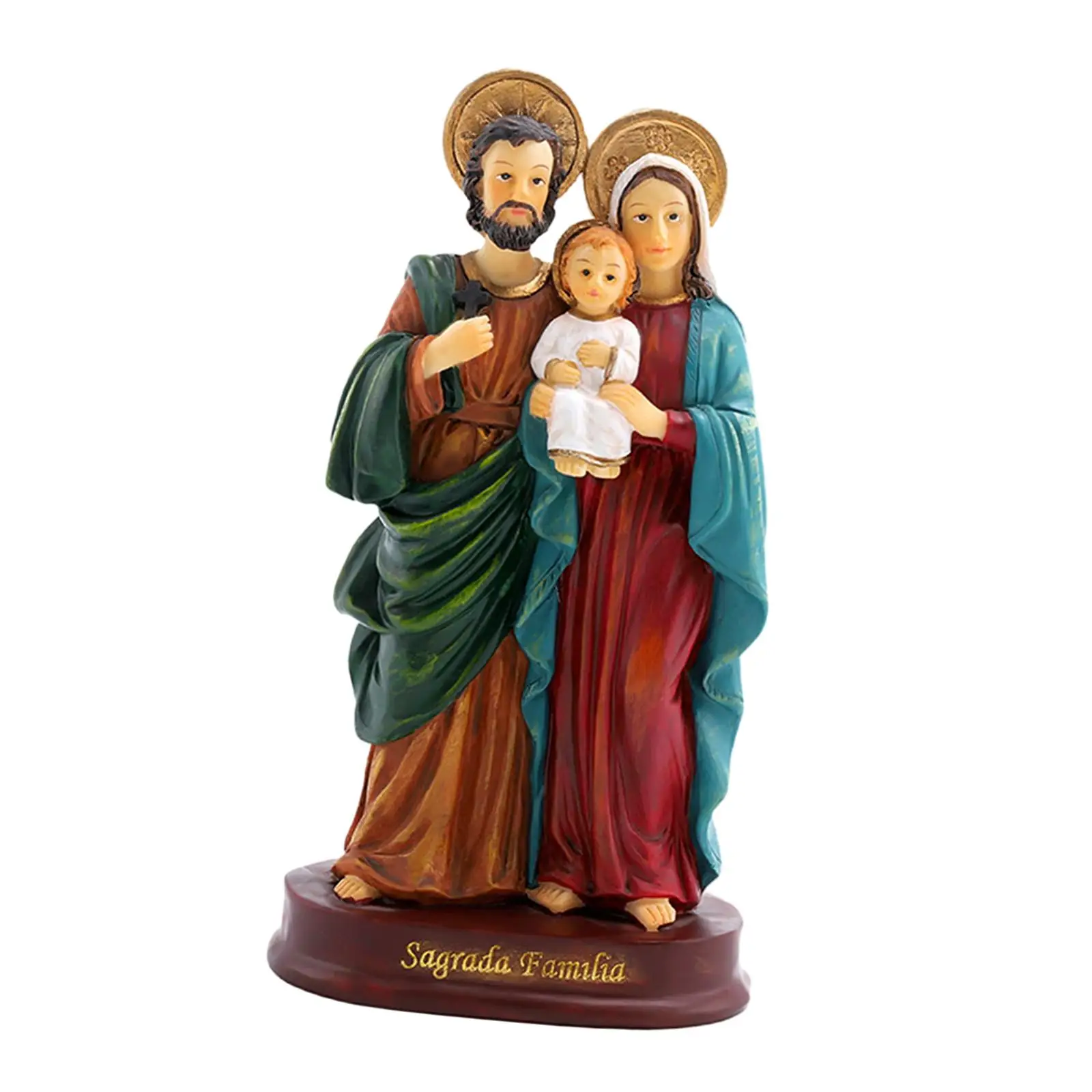 Holy Family Figurine Nativity Scene Resin Sculpture Ornament for Interior Decoration and Christmas Tabletop Display